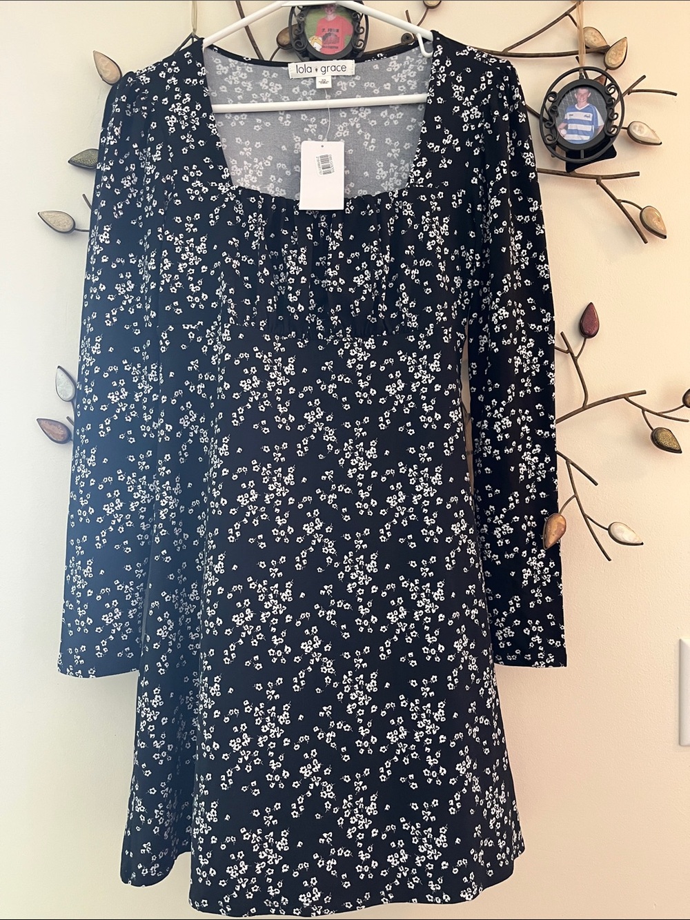 Lola + Grace Black Floral Midi Dress